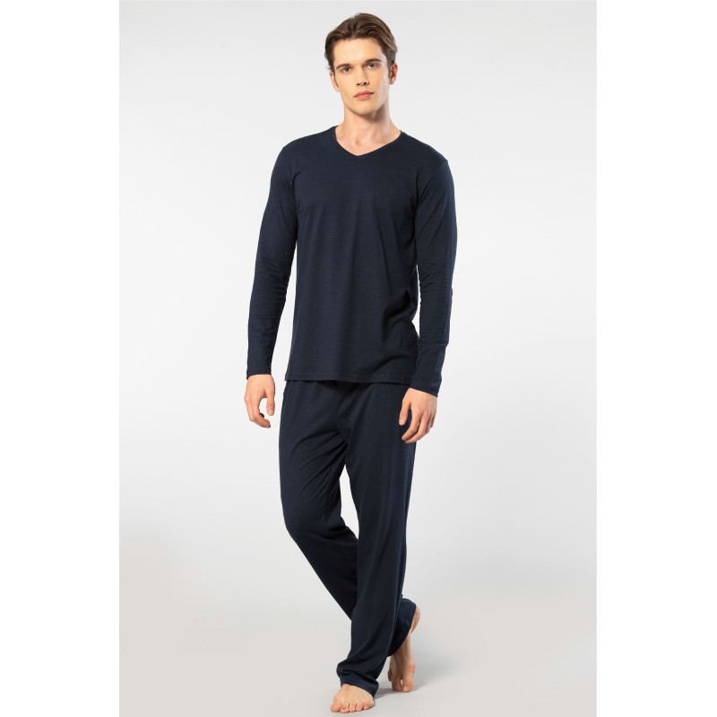 Cacharel Erkek V Yaka Uzun Kollu Modal Pijama Takimi 2237/Lacivert