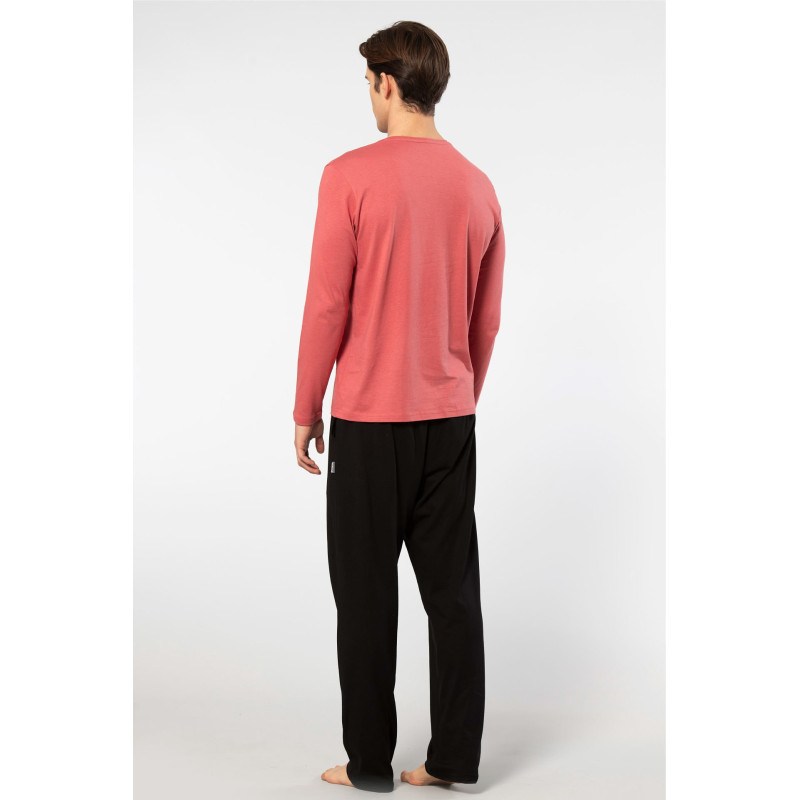 Cacharel Erkek V Yaka Uzun Kollu Modal Pijama Takimi 2237/Mercan