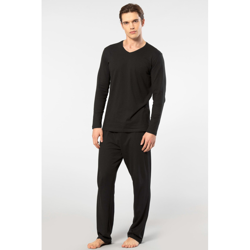 Cacharel Erkek V Yaka Uzun Kollu Modal Pijama Takimi 2237/Siyah