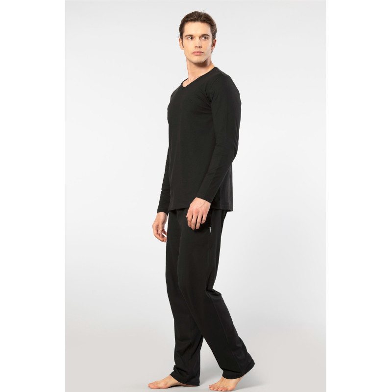 Cacharel Erkek V Yaka Uzun Kollu Modal Pijama Takimi 2237/Siyah