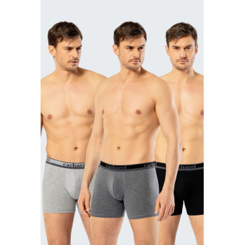 Cacharel Erkek Uzun Paçali 3'lü Boxer 1338/Siyah-Gri-Antrasit