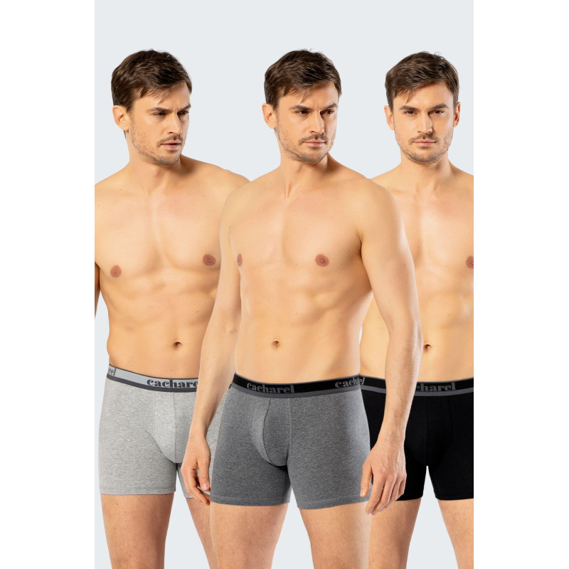 Cacharel Erkek Uzun Paçali 3'lü Boxer 1338/Siyah-Gri-Antrasit