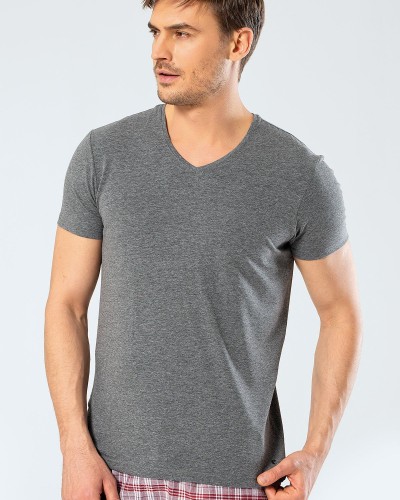 Cacharel Erkek V Yaka Likrali T-shirt 1332/Antrasit