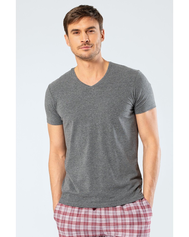 Cacharel Erkek V Yaka Likrali T-shirt 1332/Antrasit