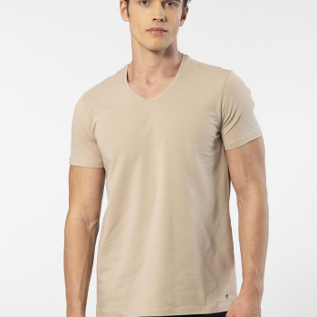 Cacharel Erkek V Yaka Likralı T-shirt 1332/bej