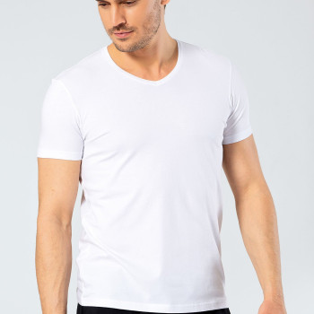 Cacharel Erkek V Yaka Likrali T-shirt 1332/Beyaz