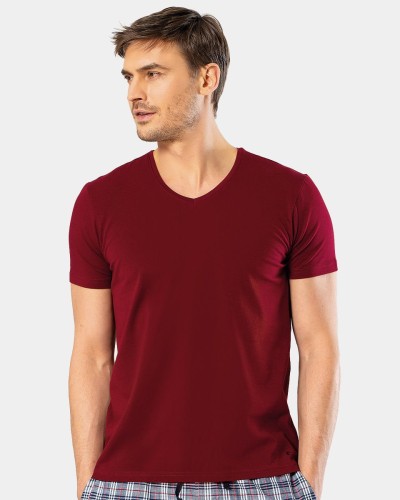 Cacharel Erkek V Yaka Likrali T-shirt 1332/Bordo Cacharel Erkek V Yaka Likrali T-shirt 1332/Bordo