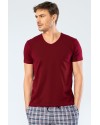 Cacharel Erkek V Yaka Likrali T-shirt 1332/Bordo Cacharel Erkek V Yaka Likrali T-shirt 1332/Bordo