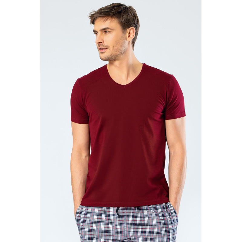 Cacharel Erkek V Yaka Likrali T-shirt 1332/Bordo Cacharel Erkek V Yaka Likrali T-shirt 1332/Bordo