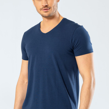 Cacharel Erkek V Yaka Likrali T-shirt 1332/İndigo