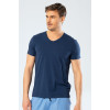 Cacharel Erkek V Yaka Likrali T-shirt 1332/İndigo Cacharel Erkek V Yaka Likrali T-shirt 1332/İndigo