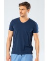 Cacharel Erkek V Yaka Likrali T-shirt 1332/İndigo Cacharel Erkek V Yaka Likrali T-shirt 1332/İndigo