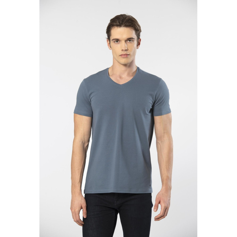 Cacharel Erkek V Yaka Likrali T-shirt 1332/MAVİ1 Cacharel Erkek V Yaka Likrali T-shirt 1332/MAVİ1