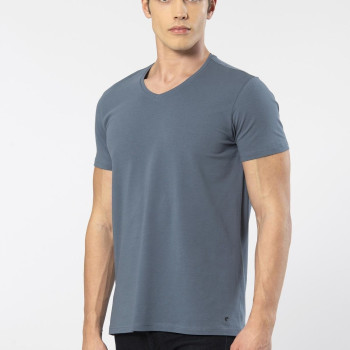Cacharel Erkek V Yaka Likrali T-shirt 1332/MAVİ1