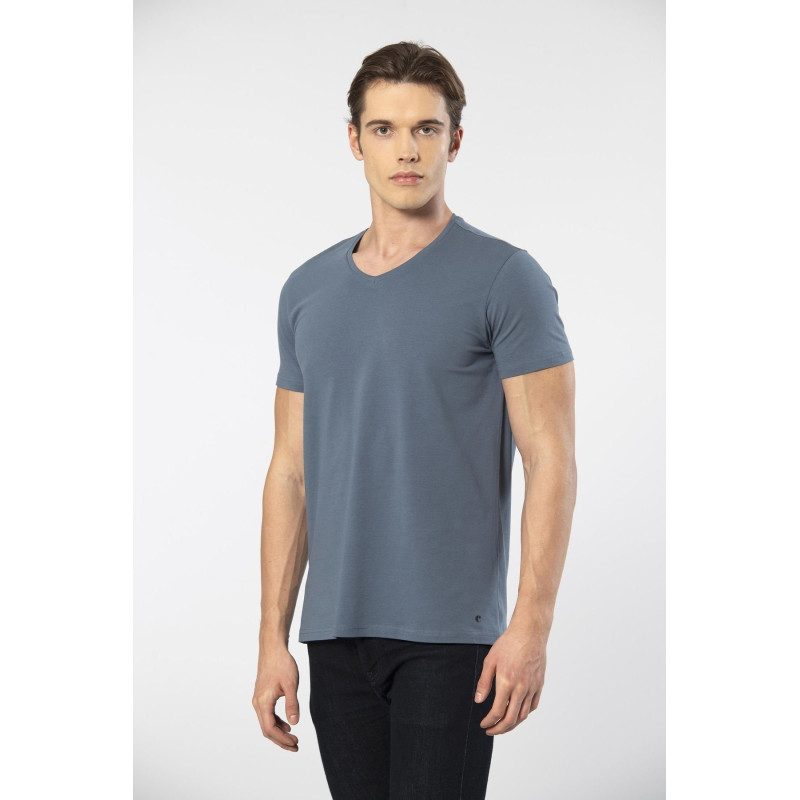 Cacharel Erkek V Yaka Likrali T-shirt 1332/MAVİ1 Cacharel Erkek V Yaka Likrali T-shirt 1332/MAVİ1