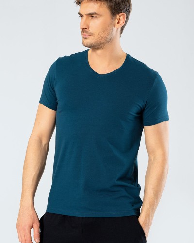 Cacharel Erkek V Yaka Likrali T-shirt 1332/Petrol Cacharel Erkek V Yaka Likrali T-shirt 1332/Petrol