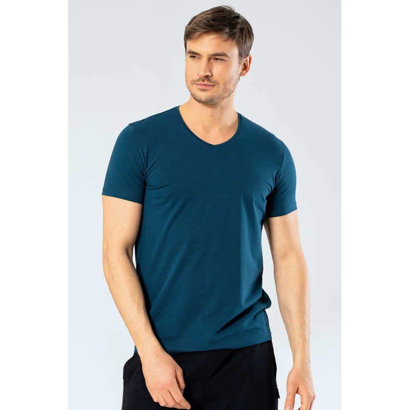 Cacharel Erkek V Yaka Likrali T-shirt 1332/Petrol