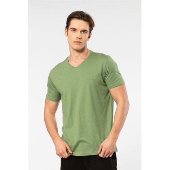Cacharel Erkek V Yaka T-shirt 2170/Yeşil