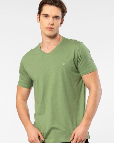 Cacharel Erkek V Yaka T-shirt 2170/Yeşil