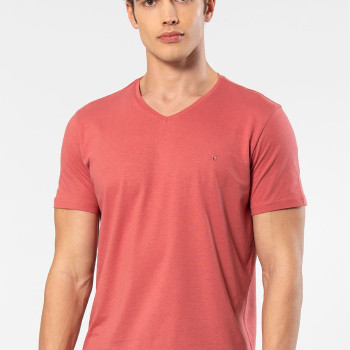 Cacharel Erkek V Yaka T-shirt 2170/Mercan