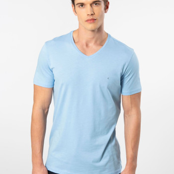 Cacharel Erkek V Yaka T-shirt 2170/Açık Mavi