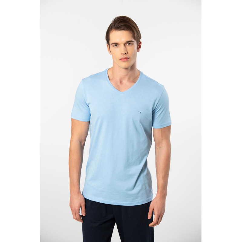 Cacharel Erkek V Yaka T-shirt 2170/Açık Mavi