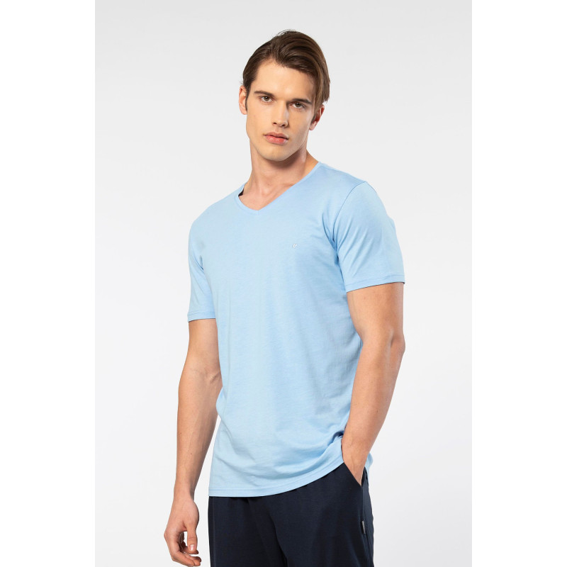 Cacharel Erkek V Yaka T-shirt 2170/Açık Mavi