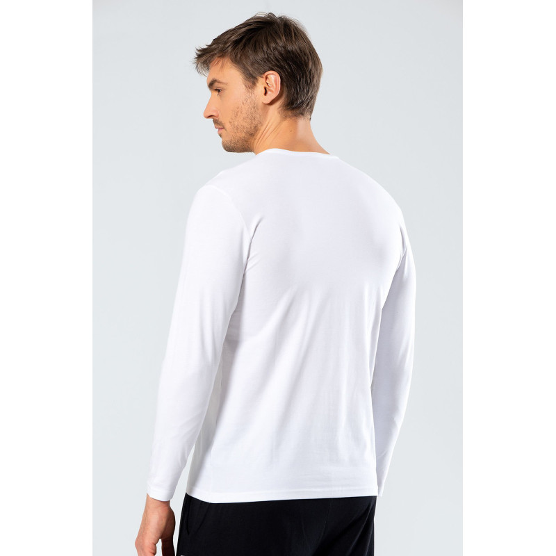 Cacharel Erkek V Yaka Uzun Kollu T-Shirt 1334/Beyaz