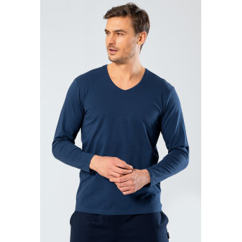 Cacharel Erkek V Yaka Uzun Kollu T-Shirt 1334/İndigo