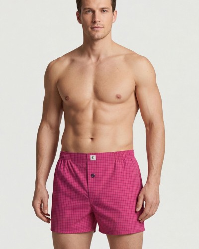 Cacharel Poplin Erkek Boxer 1113/Kareli Fuşya