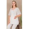 Ceyyiz Ekru Kadın Lohusa & Hamile 3’lü Sabahlıklı Pijama Takımı 33006