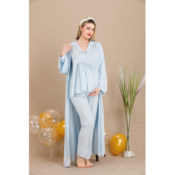 Ceyyiz Kadın Lohusa & Hamile 3’lü Sabahlıklı Pijama Takımı