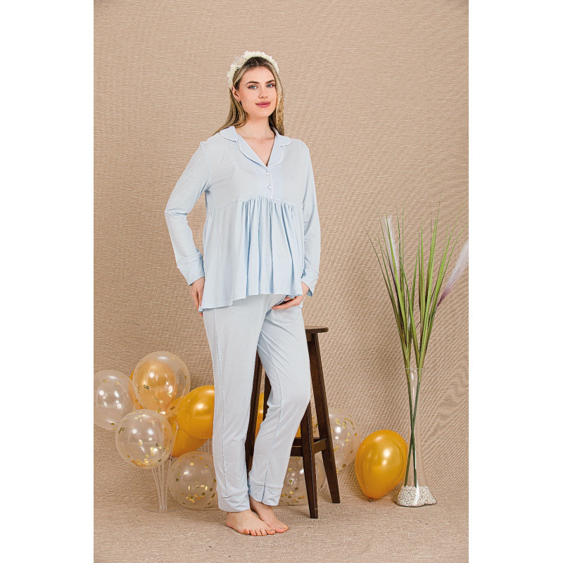 Ceyyiz Kadın Lohusa & Hamile 3’lü Sabahlıklı Pijama Takımı