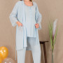 Ceyyiz Mavi Kadın Lohusa & Hamile 3’lü Sabahlıklı Pijama Takımı 33006