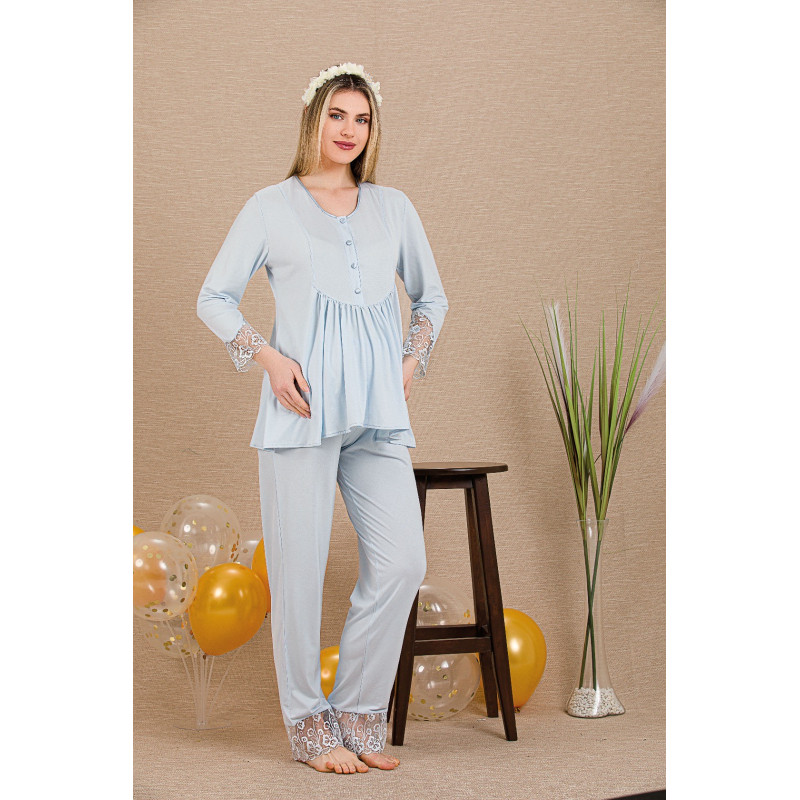 Ceyyiz Mavi Kadın Lohusa & HamilePijama Takımı 33006 Mavi