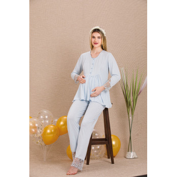 Ceyyiz Mavi Kadın Lohusa & HamilePijama Takımı 33006 Mavi