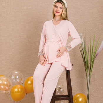 Ceyyiz Pudra Kadın Lohusa & Hamile Pijama Takımı 33205