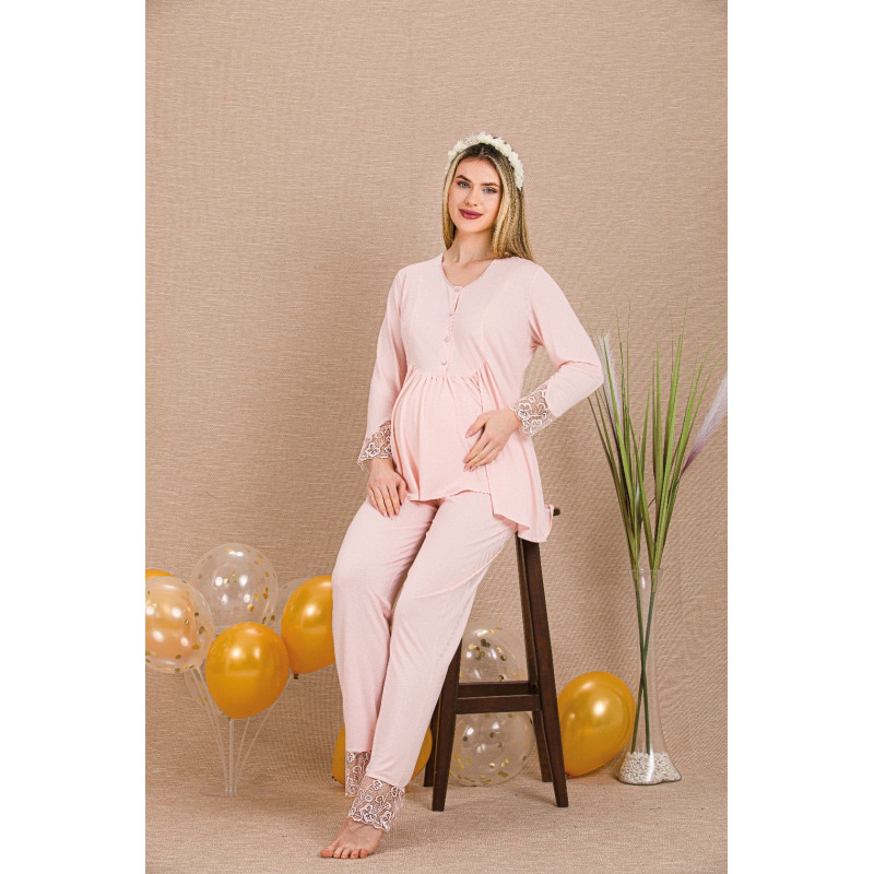 Ceyyiz Pudra Kadın Lohusa & Hamile Pijama Takımı 33205
