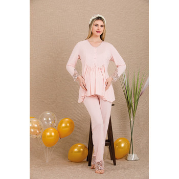 Ceyyiz Pudra Kadın Lohusa & Hamile Pijama Takımı 33205