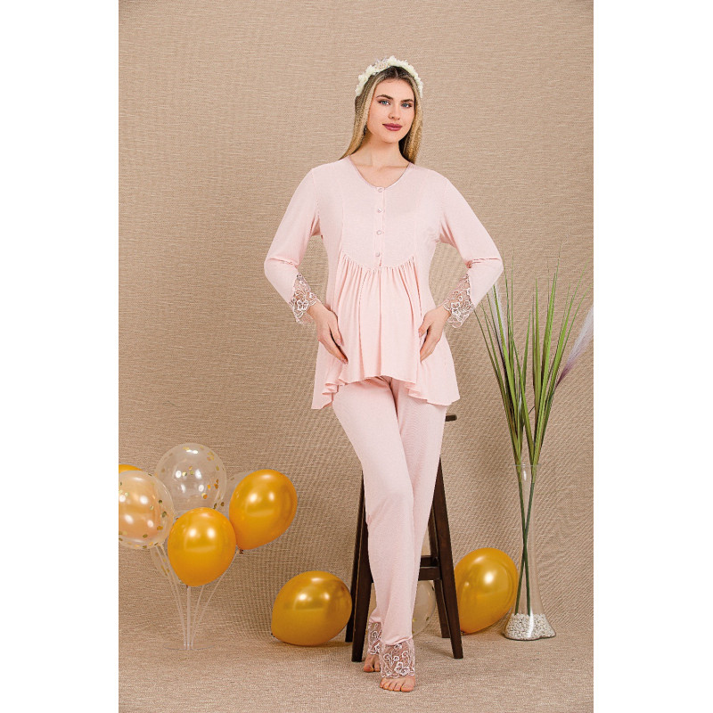 Ceyyiz Pudra Kadın Lohusa & Hamile Pijama Takımı 33205