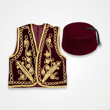 Damat Kına Gecesi Osmanlı Yelek Ve Fes Takım Bordo