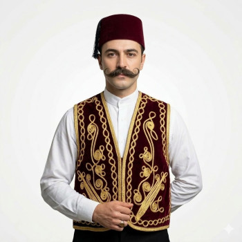 Damat Kına Gecesi Osmanlı Yelek Ve Fes Takım Bordo