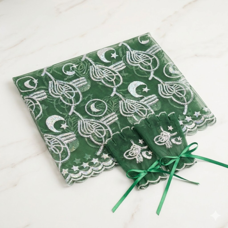 Damat Kınası Asker Uğurlama Organze Tül Duvak ve Eldiven