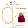 Doğal Sitrin Taşı Kırık Taş Kolye - Hediyelik Keseli