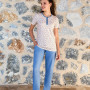 Doreanse Büyük Beden Kadın Mavi Desenli T-Shirt Pijama Takımı 24Y4004P - Standart