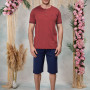 Doreanse Erkek Bordo Lacivert Şort T-Shirt Pijama Takımı 25Y4565P - Standart