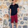 Doreanse Erkek Bordo Siyah Düğme Yaka Şort T-Shirt Pijama Takımı 24Y4514 - Standart