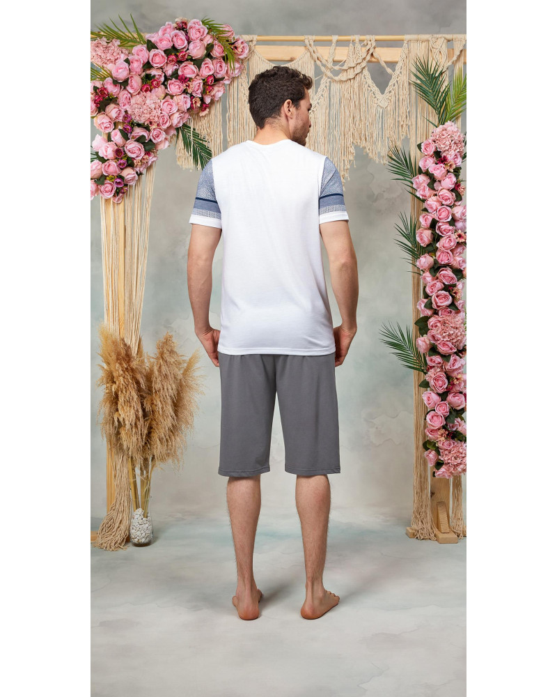 Doreanse Erkek Gri Desenli V Yaka Şort T-Shirt Pijama Takımı 25Y4561 - Standart Doreanse Erkek Gri Desenli V Yaka Şort T-Shirt Pijama Takımı 25Y4561 - Standart