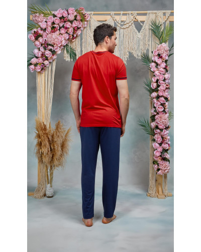 Doreanse Erkek Kırmızı Lacivert Gemici Baskılı T-Shirt Pijama Takımı 25Y4570 - Standart Doreanse Erkek Kırmızı Lacivert Gemici Baskılı T-Shirt Pijama Takımı 25Y4570 - Standart