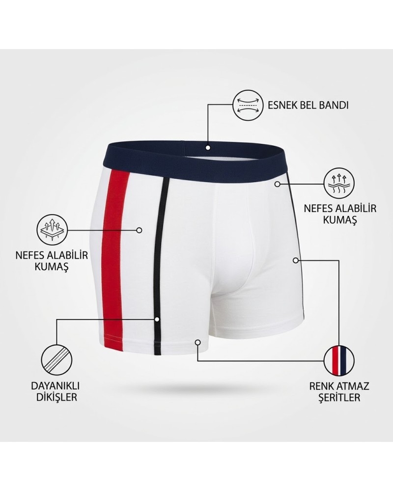 Doreanse Erkek Modal Çift Renkli Torbalı Normal Paça Boxer 1713 - Beyaz